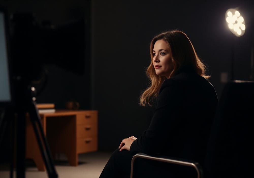 Interview subject seated under a soft key light